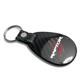 iPick Image Compatible with Ford F-150 Raptor Claw Marks Real Black Carbon Fiber with Leather Strap Large Tear Drop Key Chain