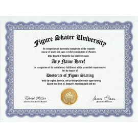Figure Skating Skater Degree: Custom Gag Diploma Doctorate Certificate (Funny Customized Joke Gift - Novelty Item)