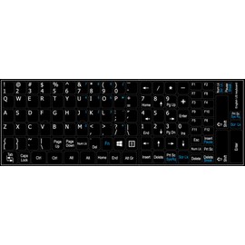 English US Non-Transparent Keyboard Labels Layout with Additional Keys Black Background