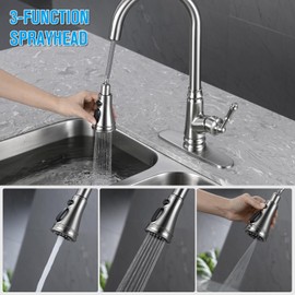 ELLO&ALLO Touchless Kitchen Faucet with Pull Down Sprayer - Single Handle Kitchen Faucets Smart Motion Sensor Stainless Steel Brushed Nickel Sink Faucet