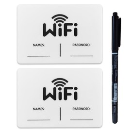 2 PACK Magnetic Wifi Sign White Acrylic WiFi Password Sign Fridge Magnet, 3.5×5 Inches WiFi Sign with Black Marking Pen, Magnetic WiFi Password Sign for Home, Portable WiFi Sign for Business or Guests