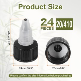 uxcell 24 Pcs Twist Top Caps, 20/410 Plastic Squeeze Bottle Replacement Twist Caps for Glue Dispensing Bottles Dispensing Caps Paint Bottles (Clear/Black)