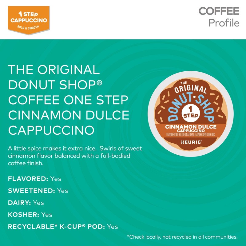 The Original Donut Shop One-Step Cinnamon Dulce Cappuccino, Keurig Single-Serve
