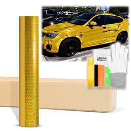 48"x60" (4FTx5FT) Holographic Polka Dot Gold Rainbow Neo Chrome Gloss Vinyl Wrap Auto Car Sticker Decal Film Sheet Bubble Free Air Release Technology with Tool Kit