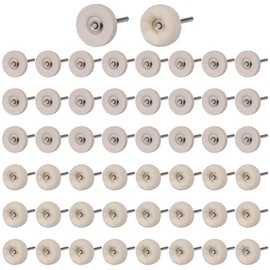 Shineboc 50 PCS 1 Inch Wool Felt Polishing Accessory Kits, 25 Each Spherical/Flat Buffing Wheels for Proxxon Dremel Rotary Tool - 1/8" Shank, Ideal for Wood Metal Jewelry and Glass Polishing