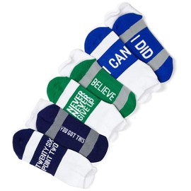 Gone For a Run Inspirational Athletic Running Socks - One Size Fits Most - Set of 3 Pairs - Multicolored (Marathoner)