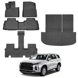 Cartist Floor Mats & Cargo Liner Fit for Palisade 2020-2025 Accessories All Weather Cargo Liners 7 & 8 Passenger Bench and Bucket Seats 3 Rows Full Set Carpet Protection TPE Odorless