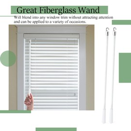 2PCS 12 Inch White Fiberglass Vertical Blind Wand with Hook and Handle - Replacement Part for Window Blinds - Durable Tilt Wand for Smooth Control