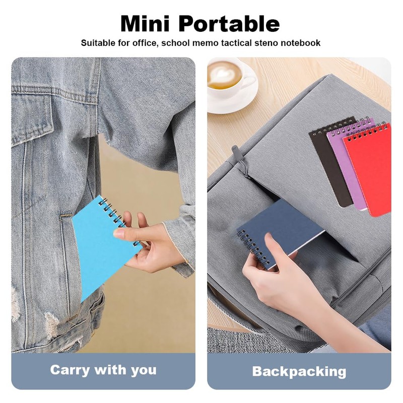YWKJDDM 8PCS Small Pocket Notebook, A7 Spiral Memo Pads, Pocket