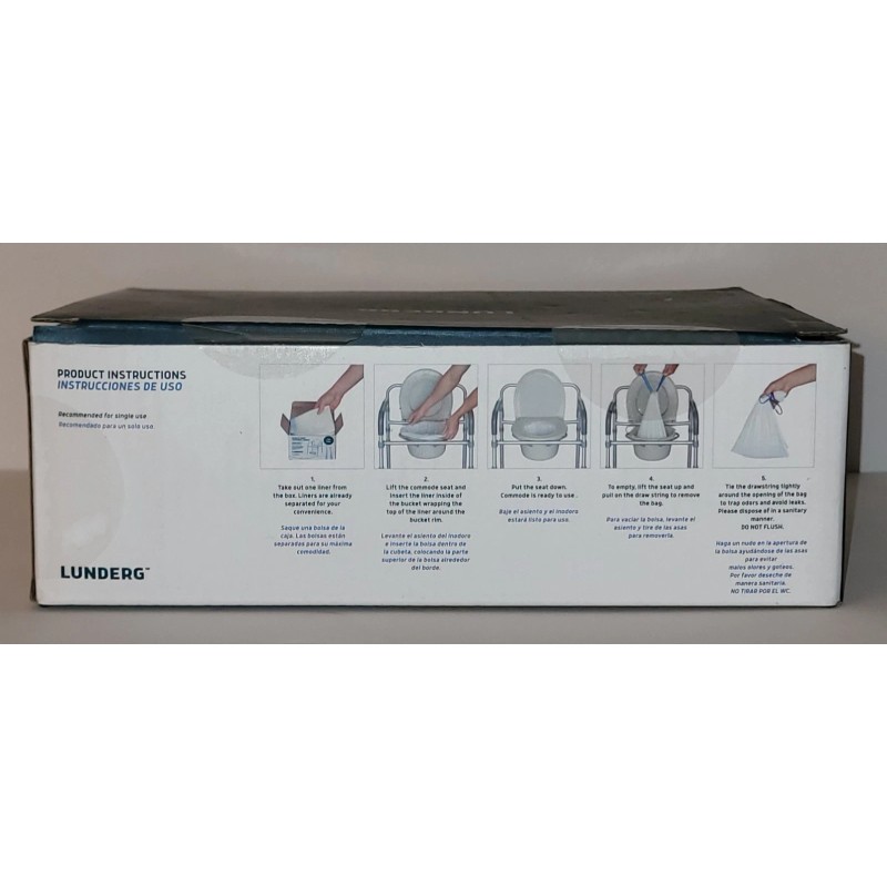 Lunderg Hassle Free Commode Liners Disposable Bedside. Commode Liners, 50
