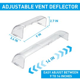 Heat and Air Deflector with Powerful Magnets for Floor Vents, Sidewall and Ceiling Registers - Adjustable 9" to 14" Wide (3 Pack, Clear)