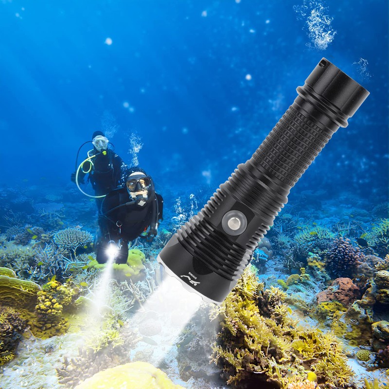 Diving Flashlight LED IPX8 Waterproof Infinitely Dimmable 100M 3000LM White