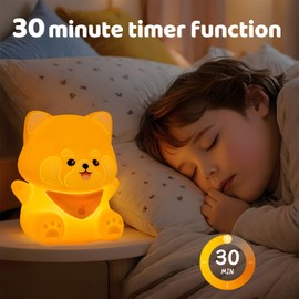 Emmanoth Cute Red Panda Night Light,Rechargeable Lamp for Kids Room with Timer,Cute Stuff Desk Decor Dimmable Touch Silicone Animal Night Light for Kids,Squishy Lamp for Baby Nursery Bedroom