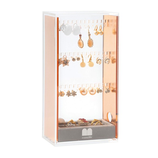 Moosy Life ML01 Moonlight Pink Gold Acrylic Earring Stand, Earring Case, Necklace, Accessory Storage