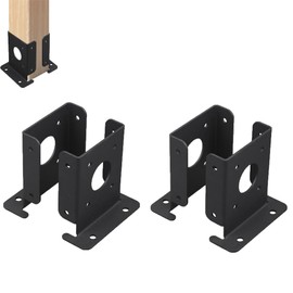 Wpbhk 4Pcs Wood Fence Pergola Post Base Brackets kit Fit 4x4(Actual:3.5x3.5) Post，Adjustable Black Post Anchor Base Brackets for Deck Railing Mailbo