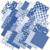 Whaline 60Pcs Flower Cotton Fabric Bundles Blue White Floral Fat