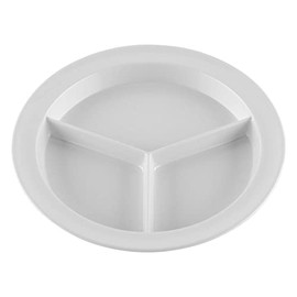 G.E.T. CP-530-W, Supermel Collection, White 9" 3-Compartment Melamine Plates (Pack of 12)