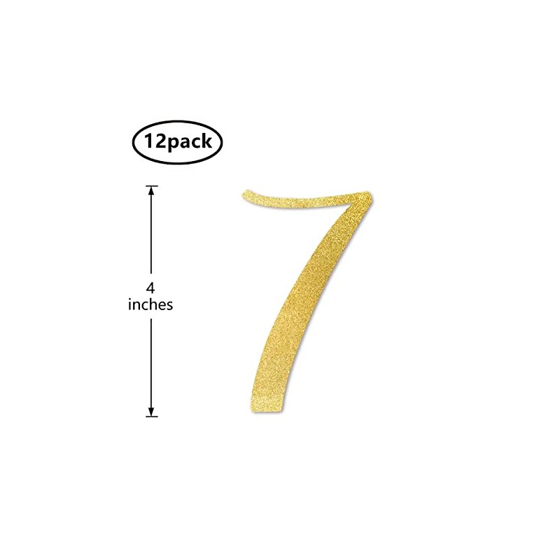 Gold Glitter 7 Cut-Out Numbers, 7th Birthday Party Anniversary Decorations