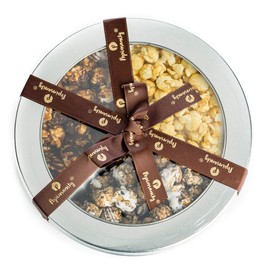 Gourmet Popcorn Gift Baskets | Deluxe Tri Flavored - Sweet n' Salty, Caramel, Cookies n' Cream w/Chocolate Drizzle | Kosher, Non-GMO, Dairy Free | Holiday, Corporate, Get Well, Birthday | Popinsanity