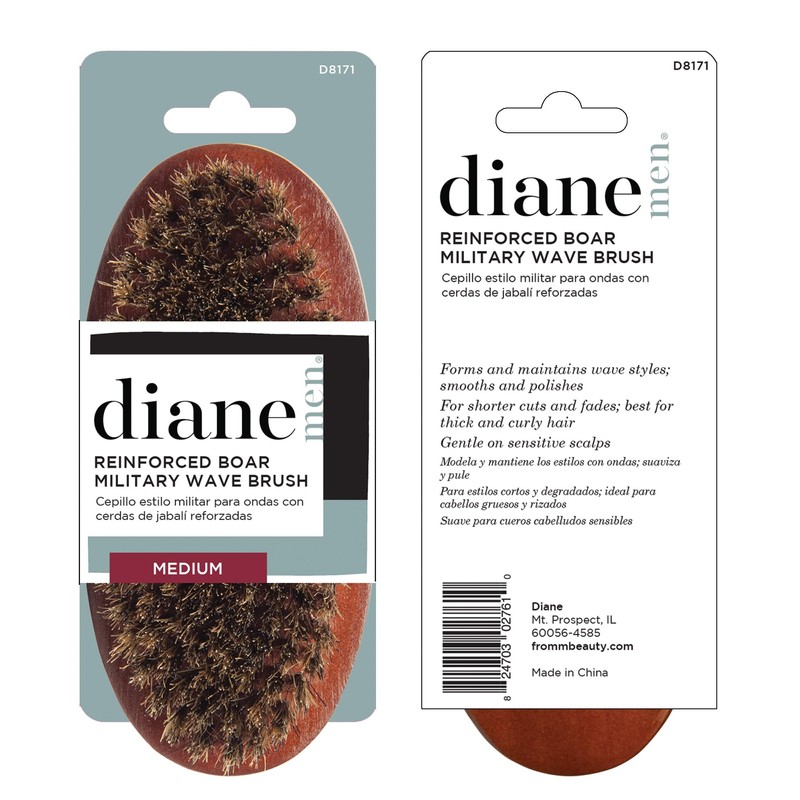 Diane Reinforced Boar Bristle Military Wave Brush for Men and
