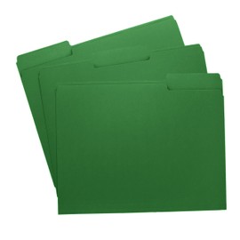 Green File Folders, 1/3-Cut Tabs, Letter Size, 12-Pack – Durable Office Filing Folders for Documents, Papers, and Organization