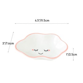 Bngukju Cute Cloud Shape Ceramic Plate Decorative Ring Holder Small Jewelry Plate (Pink)