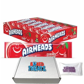 Airheads 36x15.6g, Watermelon, White Mystery, Blue Raspberry & Cherry - Tasty & Chewy Boxed Treatz (36, Cherry)