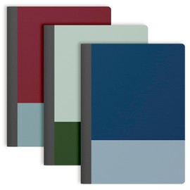 PAPERAGE 3-Pack Composition Notebook Journals, 140 Pages, 3 Unique Decorative Covers with College Ruled Lined Paper, (Dark Colorblock), 7.5 in x 10 in – Notebooks for School, Office, or Home