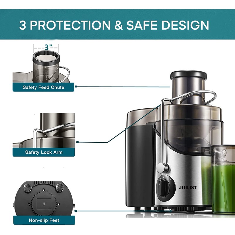 Juicer Machines, Juilist 3" Wide Mouth Juicer Extractor Max Power
