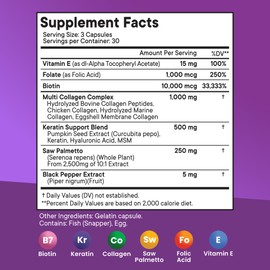 NEW AGE Biotin Collagen Keratin Hyaluronic Acid - 50,000mcg Hair Growth Vitamins for Men and Women, Nails, Hair, Skin Vitamins and DHT Blocker with Vitamin E Folic Acid Pumpkin Seed MSM- 180 Count