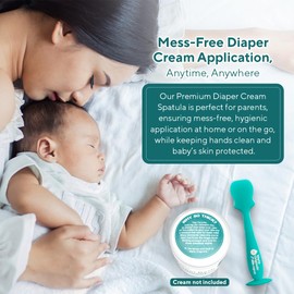 Marie Originals Baby Diaper Cream Spatula | Soft Silicone & Flexible Diaper Rash Cream Spatula For Babies & New born with Suction Base Cup Mess Free, Hygienic & Easy To Use But Paste Applicator 2pk