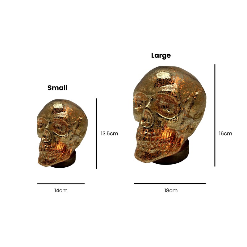 Cello Flame Skull LED Night Light - Gold Skull Desk