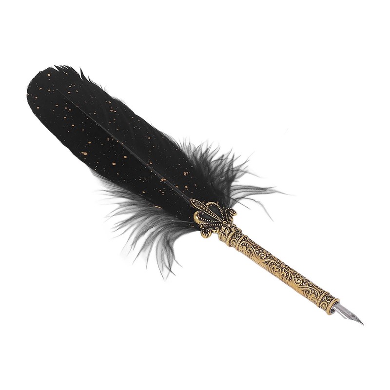 Quill Pen Set Retro Elegant Exquisite Pattern Smoothing Writing Feather