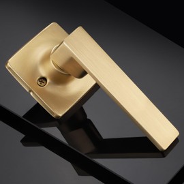 EHOMEWARE 2 Pack Gold Dummy Door Handles, Half Dummy No Lock Function Without Latch or Key, Pull or Push Function for Pantry or French Doors