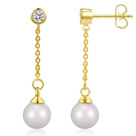 ToHeart Pearl Drop Earrings for Womens Lightweight Elegant 14K Gold Drop Earrings for Womens