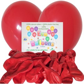 Large Biodegradable Party Balloons Pack Suitable for Helium - Red Balloons - Eco-friendly Balloons Made of 100% Natural Rubber and Packed in Biodegradable Packaging (Pack of 30) (Red)