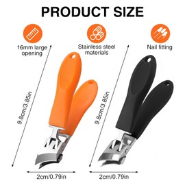 2PCS Breites Maul Öffnung Anti-Splash Slanted Nail Clipper, Langer Griff gebogene Klinge für Senioren, abgeschrägte eingewachsene Nagelknipser, Frauen und Männer, Zehennagelknipser für dicke Zehennäge