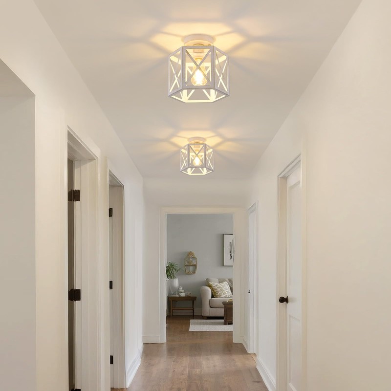 XSDeTu 2 Pack White Semi Flush Mount Ceiling Light, Modern