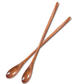 2 PCS Long Wooden Spoon, Small Wooden Coffee Spoon Long Handle Mini Stirring Spoons Cocktail Stirrer Wood Tea Spoons for Kitchen Mixing Honey Coffee Tea Beverage