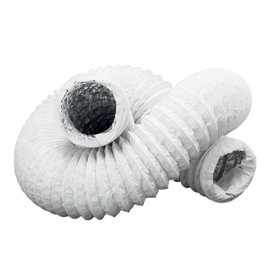 H&C VENT Flexible Exhaust Hose, Ventilation Hose with Aluminium, PVC Insulation, Pipe, Flex Hose, Ventilation Outlet, Flex Pipe for Air Conditioners, Tumble Dryers (White, Diameter 125 mm / Length 3