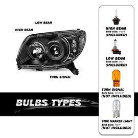 SOCKIR Headlight Assembly Fit for 2006 2007 2008 2009 Toyota 4Runner Headlamps Pair Driver and Passenger Side, Black Housing with Clear Reflector w/Bulbs