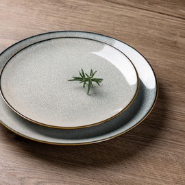 GBHOME Ceramic Dinnerware Sets for 4, 12 Pieces Stoneware Plates and Bowls Sets, Reactive Glaze Dishes -Scratch Resistant, Dishwasher&Microwave Safe-Green Wheat