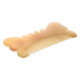 IWOWHERO Handmade Natural Horn Comb for Scalp Massage Static Wide Tooth Styling Tool for Curly Hair Intricately Carved Portable Hair Grooming Accessory for Women