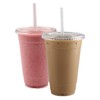 TashiBox Plastic Cups with Flat Lids 100 Sets 16 oz,