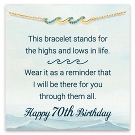STORYJEWELLERY 70th Birthday Gifts For Women, Wave Bracelet, Gifts for 70th Birthday Woman, 70th Birthday Gifts for Friend Sister Wife Mom Grandma, 70 Year Old Womens Birthday Gifts Ideas