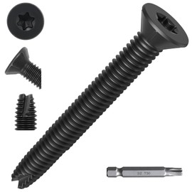 1/4-20 x 2 Flat Head Thread Cutting Self Drilling Deck Screws, Type 7, Star Drive T-30, Steel Floorboard Thread Cutting Screws for Wood & Metal-100 Pack