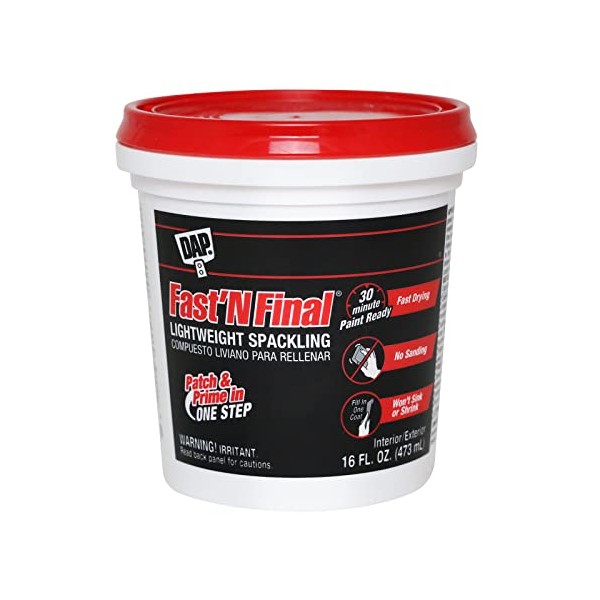 Dap 12141 Fast'N Final Spackling Interior and Exterior White 16 Fl Oz (Pack of 1)