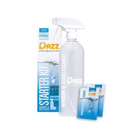 Dazz Window and Glass Cleaner Starter Kit (1 Reusable Spray Bottle, 2 Refills) Natural Cleaning Tablets - Streak Free, Eco Friendly, Non Toxic - Safe for Kids & Pets