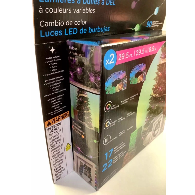 Enbrighten 30ft Color Changing Bubble Lights 2 Strings x 90