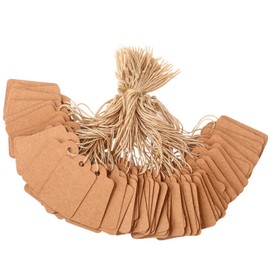 Outus 500 Pack White Price Tags with String Attached for Jewelry, Clothing, Gift, Yard Sale, Garage Supplies(Vintage Style,Brown)